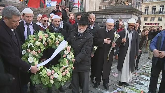 Muslim and Jewish religious leaders in Brussels pay tribute to terrorist victims