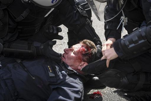 National demonstration - images released of superintendent being knocked out by demonstrator