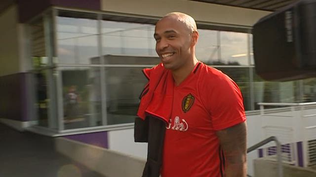 Thierry Henry wearing the Belgian "Red Devil" shirt