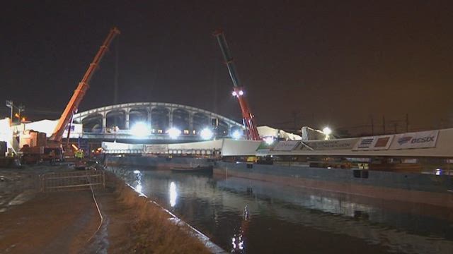 170-ton rail bridge installed over Leuvense Vaart