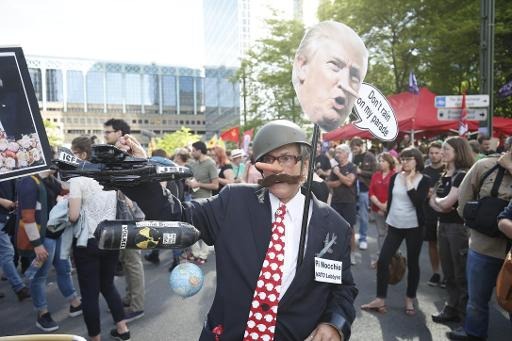 The anti-Trump demonstration is advancing on Brussels streets