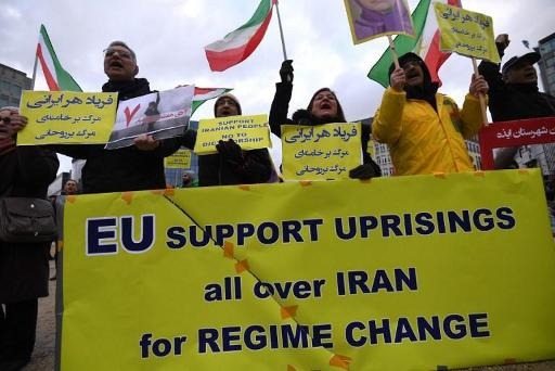 Demonstration in Brussels against visit of Iranian Foreign Minister