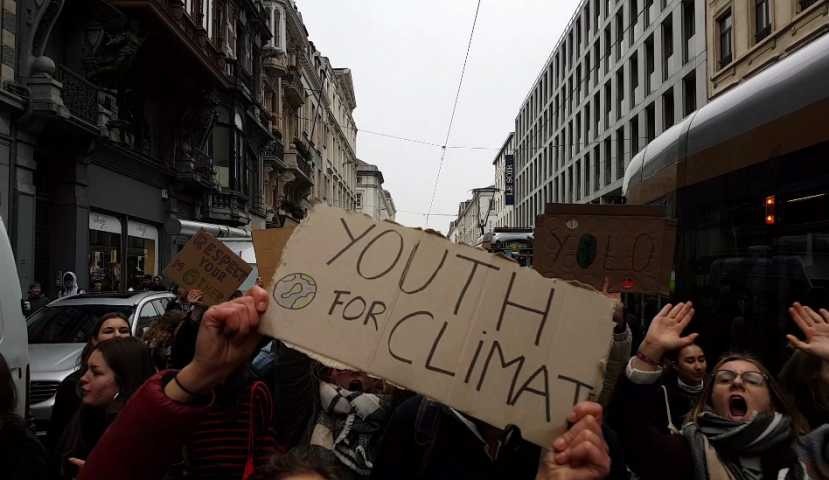 Students march through Brussels streets pleading for stronger action against climate change