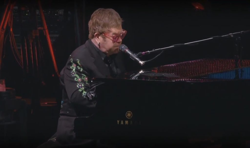 Elton John bids farewell to Belgian fans during a concert at Antwerp's Sportpaleis