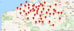 A map of all the shuttle stops on the way to Rammstein's Brussels show.