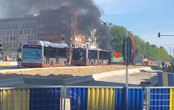 Vehicle catches fire after collision in Schaerbeek
