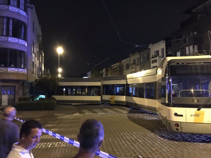 Derailed Antwerp tram crashes into building, two seriously injured