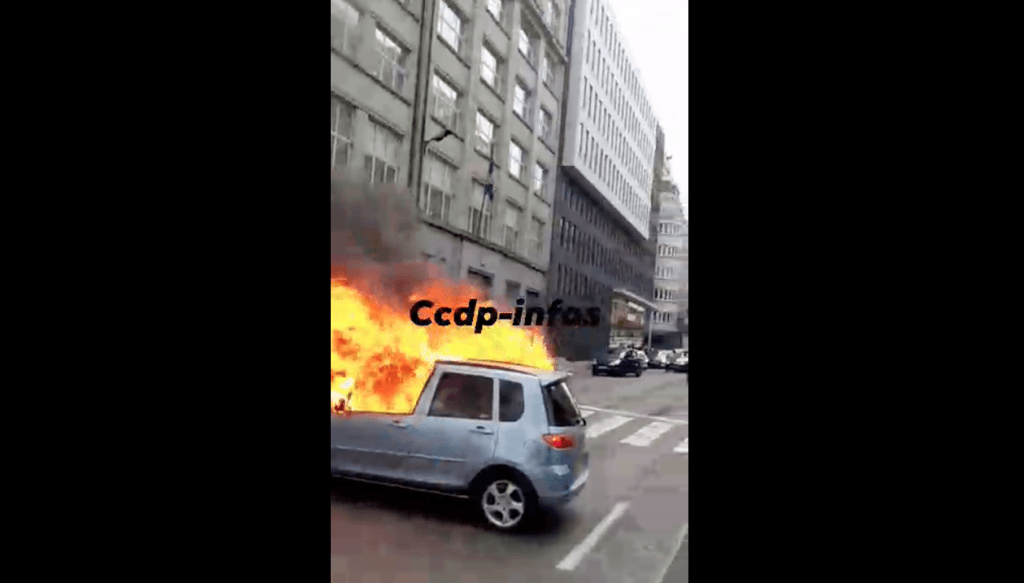 Police investigate Congolese protesters' link to burning car in European quarter