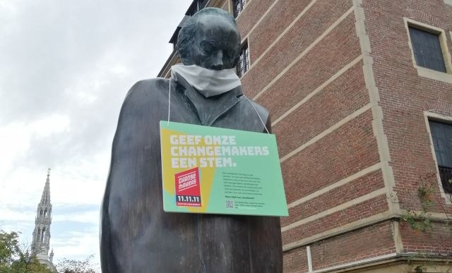 Statues gagged in Flanders to raise awareness for suppressed voices of 'changemakers'