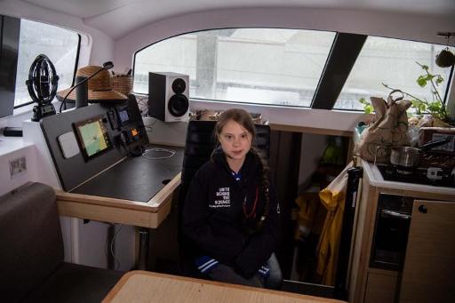 Greta Thunberg leaves USA for Europe on a catamaran