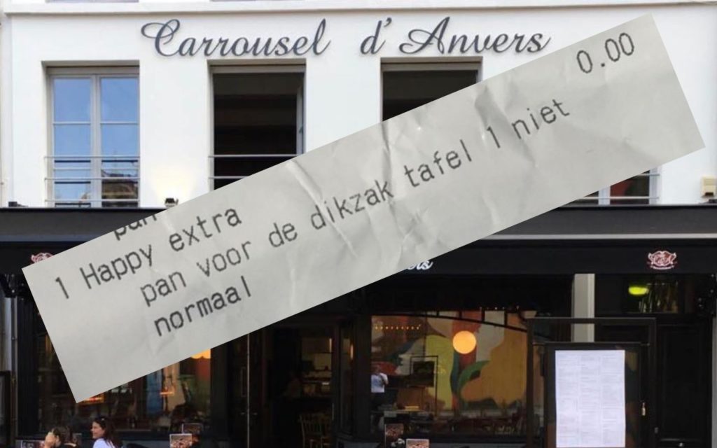 Waiter of Antwerp brasserie fired for insulting client on receipt