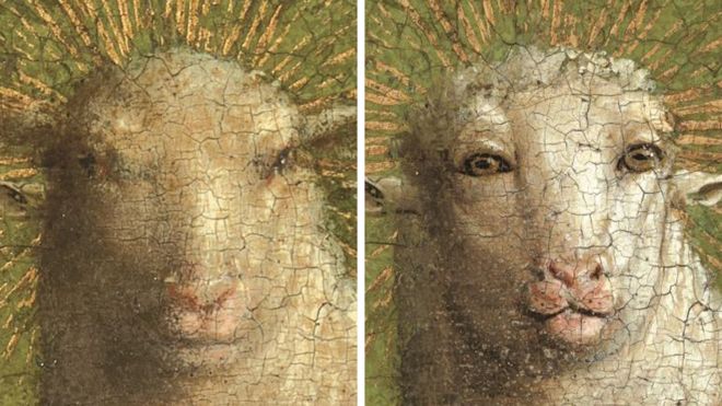 Ghent Altarpiece restoration reveals 'alarmingly humanoid' Lamb of God