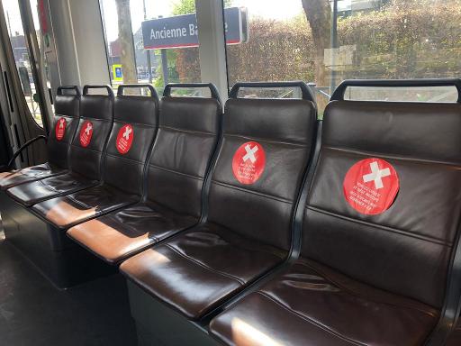 STIB social distances with seat stickers