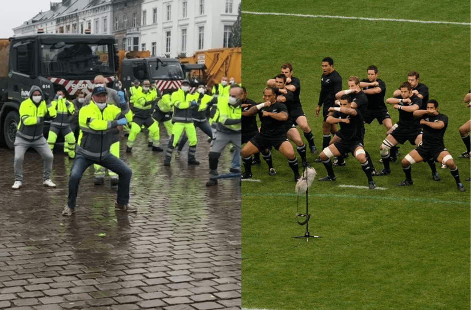 150 refuse collectors perform the haka in Ghent
