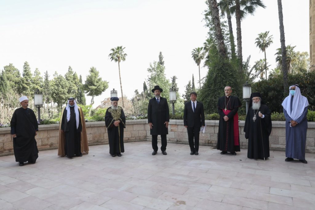 Religious leaders in Jerusalem in a joint prayer for health