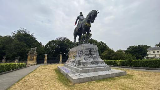 Leopold II statue defaced again after clean-up