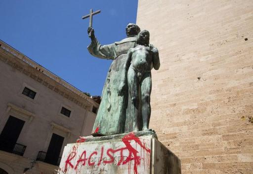 ‘Racist’: statue of Spanish missionary Junipero Serra defaced in Spain
