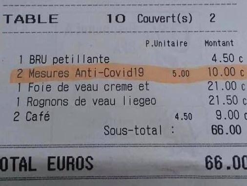 Brussels restaurant criticised for charging €5 Covid-19 supplement