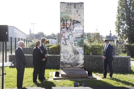 A piece of the Berlin Wall placed in Brussels