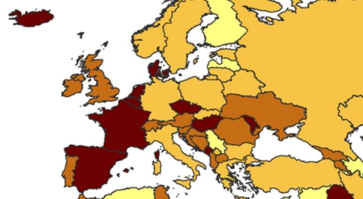 Four more countries turn red on ECDC coronavirus map