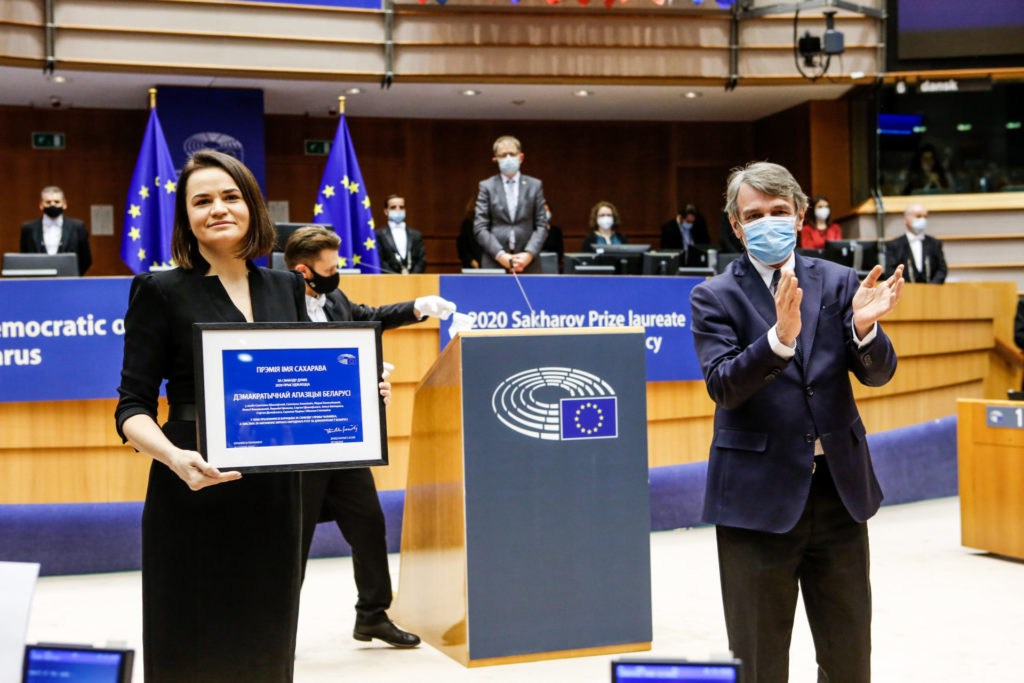 European Parliament hands Sakharov Prize to Belarus opposition