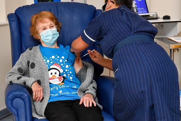 90-year-old woman becomes first person to receive Covid-19 vaccine