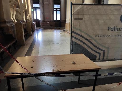 Water damage in Brussels Justice Palace after storm on Friday