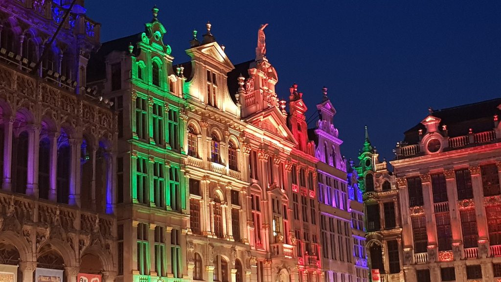Brussels lights up with rainbows after UEFA bans Munich protest