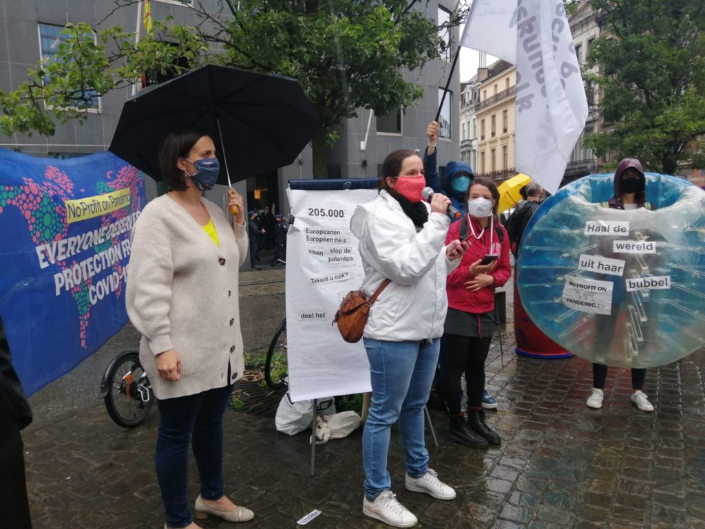 Protest at Parliament ahead of discussions on lifting of Covid-19 vaccine patents