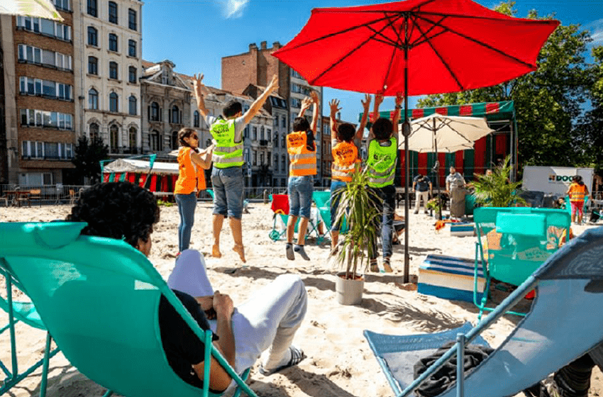 Urban beach installed in Brussels city centre