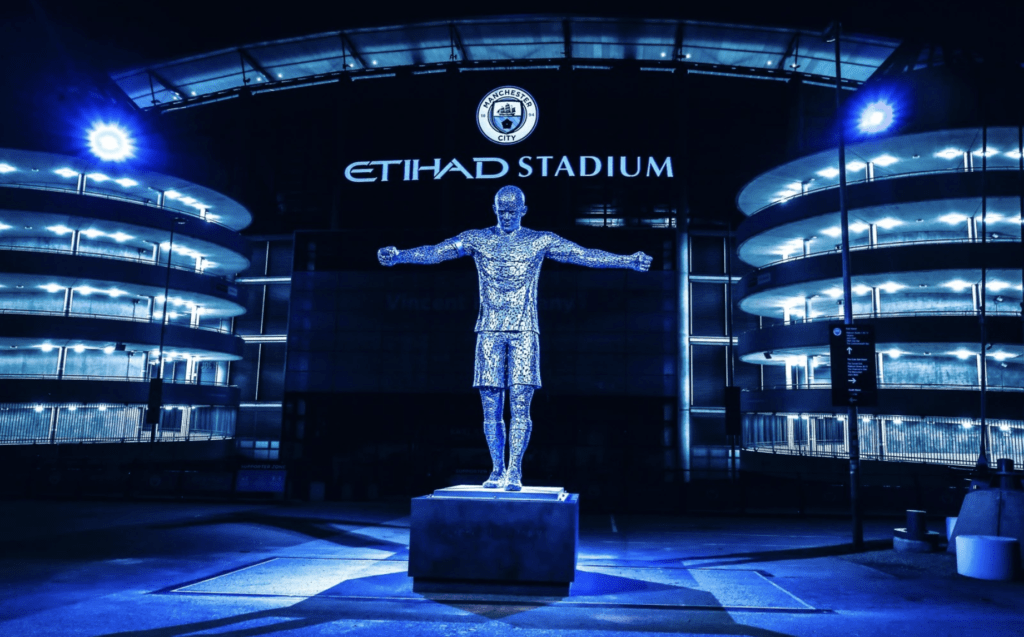 Manchester City unveils statues of Vincent Kompany and David Silva