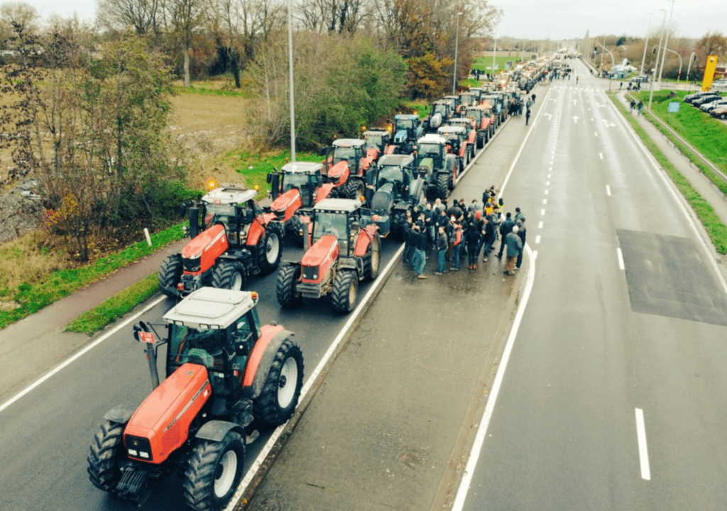 Double the expected turnout for traffic-stopping tractor protest