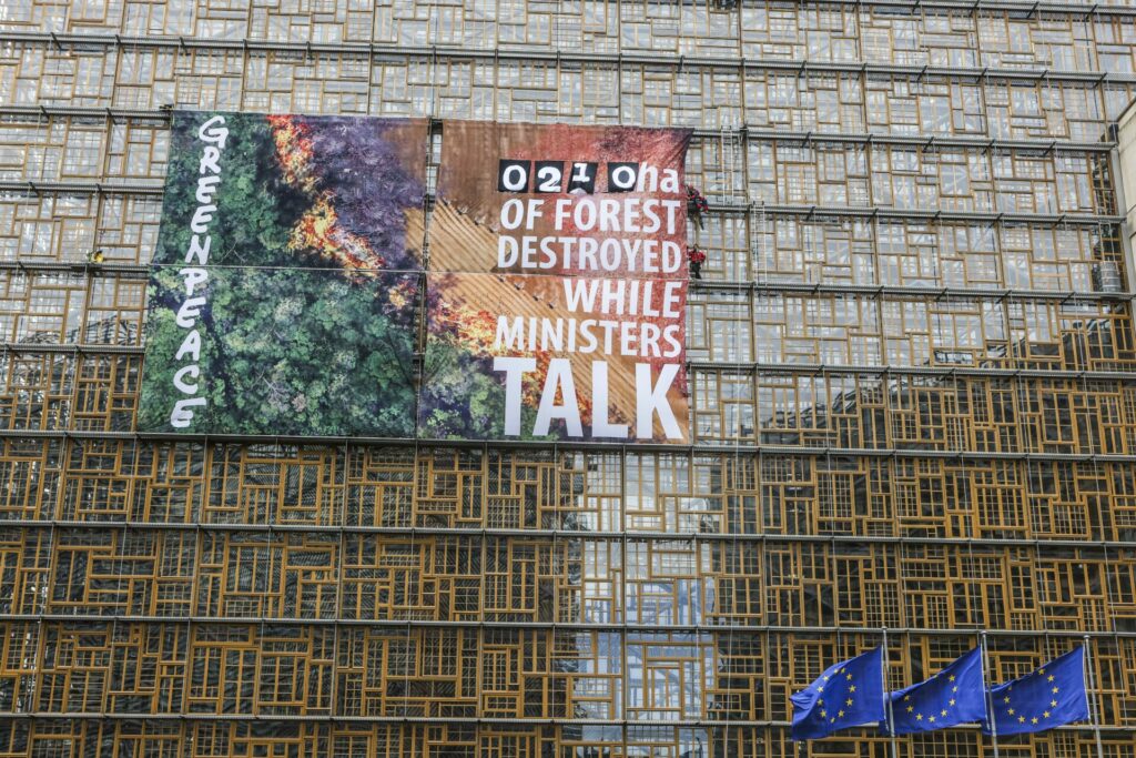 'End consumer complicity': Deforestation counter installed on EU Council building
