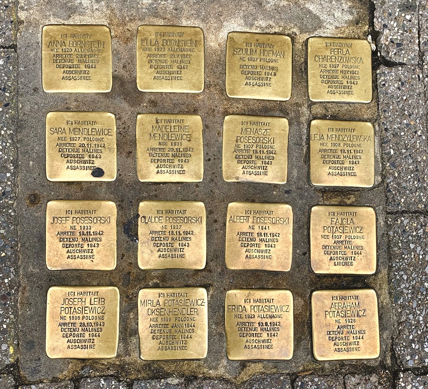 Belgium's Stolpersteine marking the houses where Jews lived before deportation to Nazi death camps