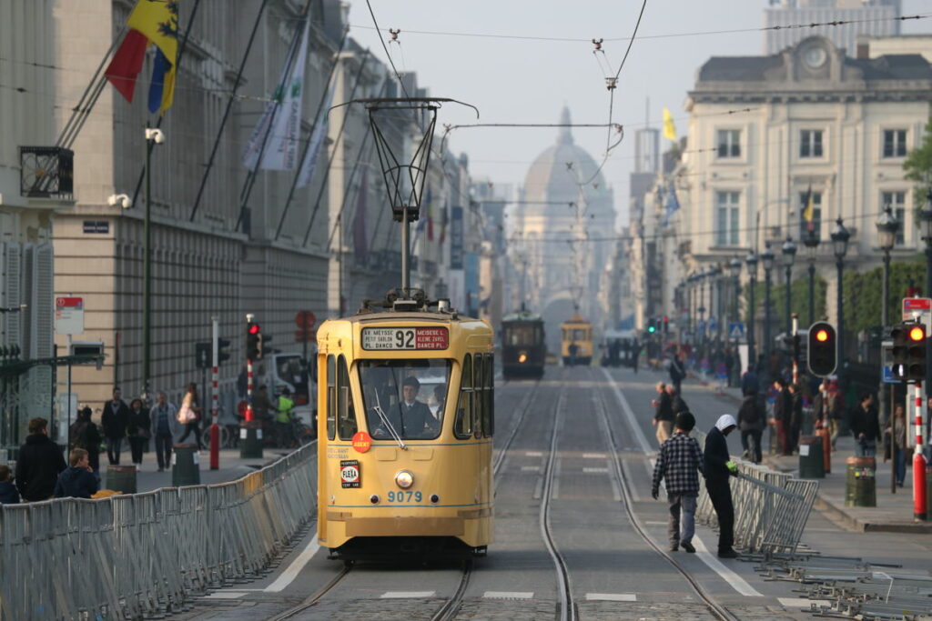 Retro trams and buses on Brussels streets for Tram Museum 40th anniversary