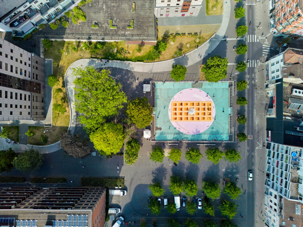 World's largest Brussels waffle at Jacques Franck square