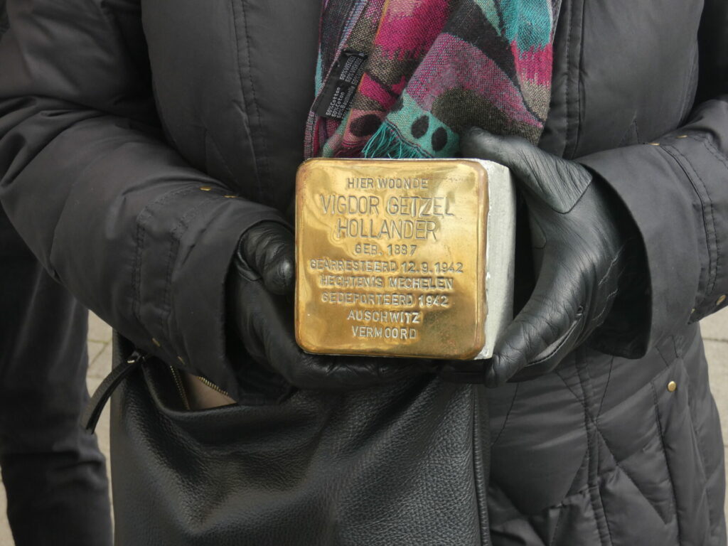 Pavement memorials in Antwerp commemorate victims of Nazi persecution