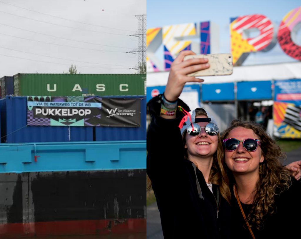 Pukkelpop containers transported by barge to the festival site