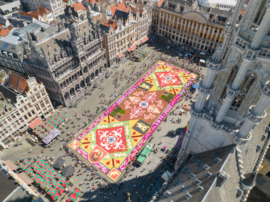 Last day of Brussels Flower Carpet on Grand Place