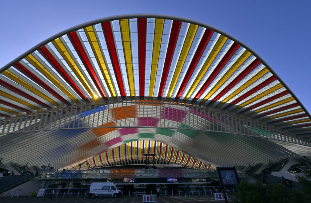 Liege-Guillemins train station transformed into colourful 'cathedral'