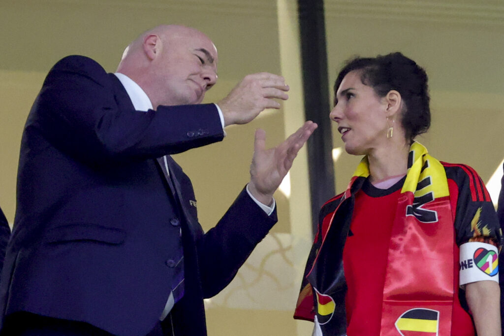 Belgian Foreign Minister wears 'One Love' armband during Red Devils game