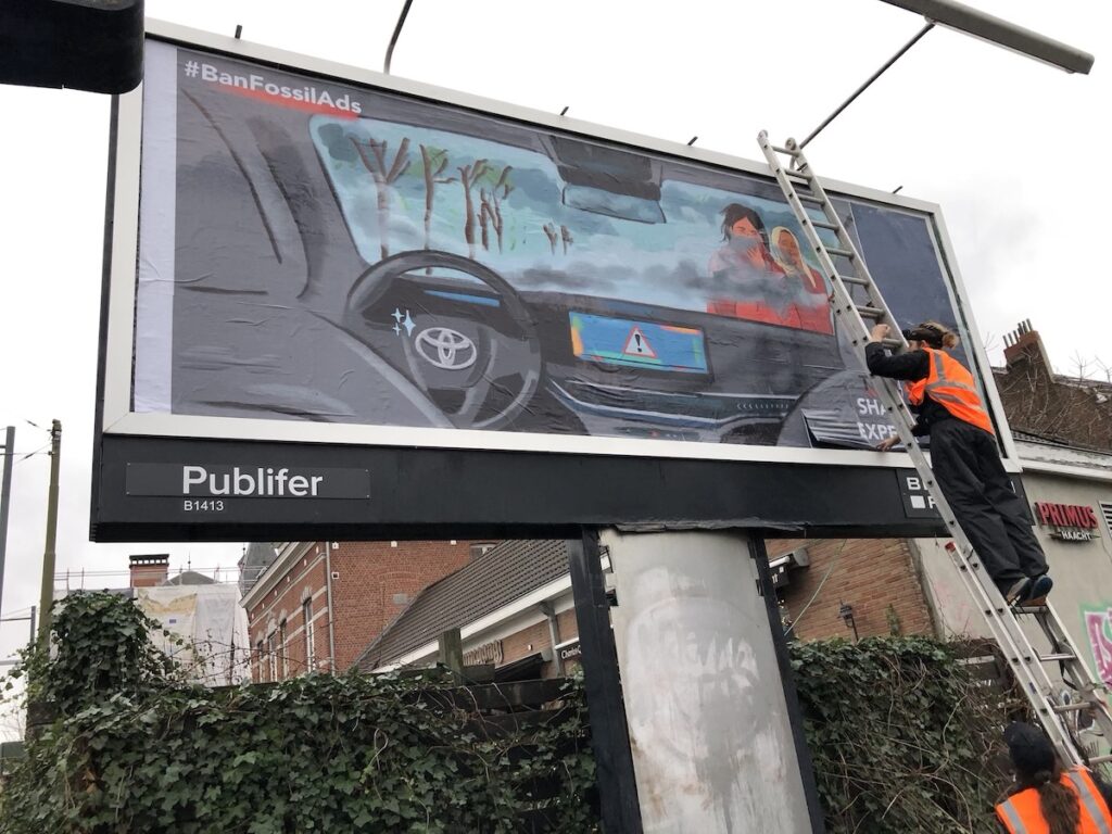 Activists hijack billboards in Brussels to call out misleading car ads