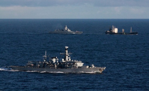 Russian frigate shadowed by the Belgian Navy off the coast