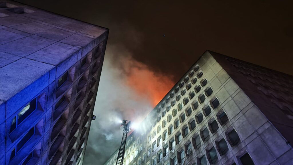 Fire in office building in Brussels injures two firefighters