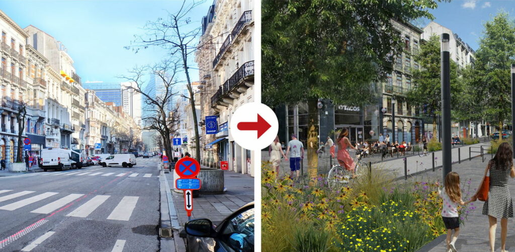 More space for pedestrians on Brussels' Boulevard Adolphe Max