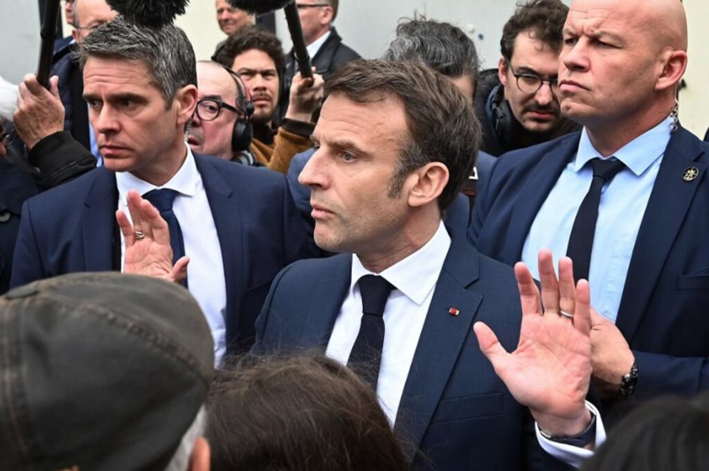 3 charged with contempt for shouting at Macron during Alsace visit