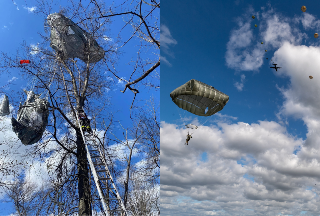 American paratroopers get tangled in tree in Flanders