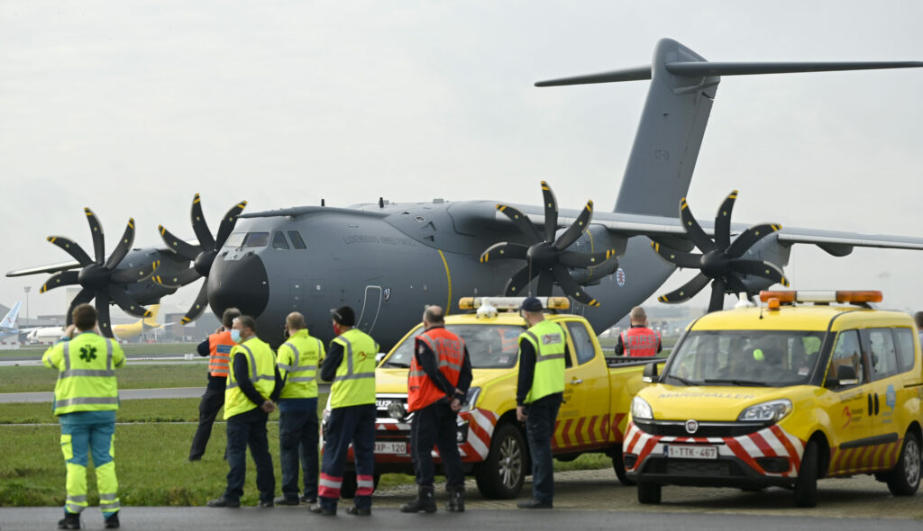 Military transport plane damaged at Melsbroek air base