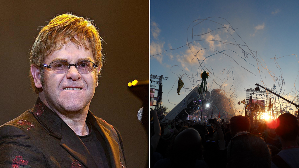 Elton John bids farewell to British public at Glastonbury