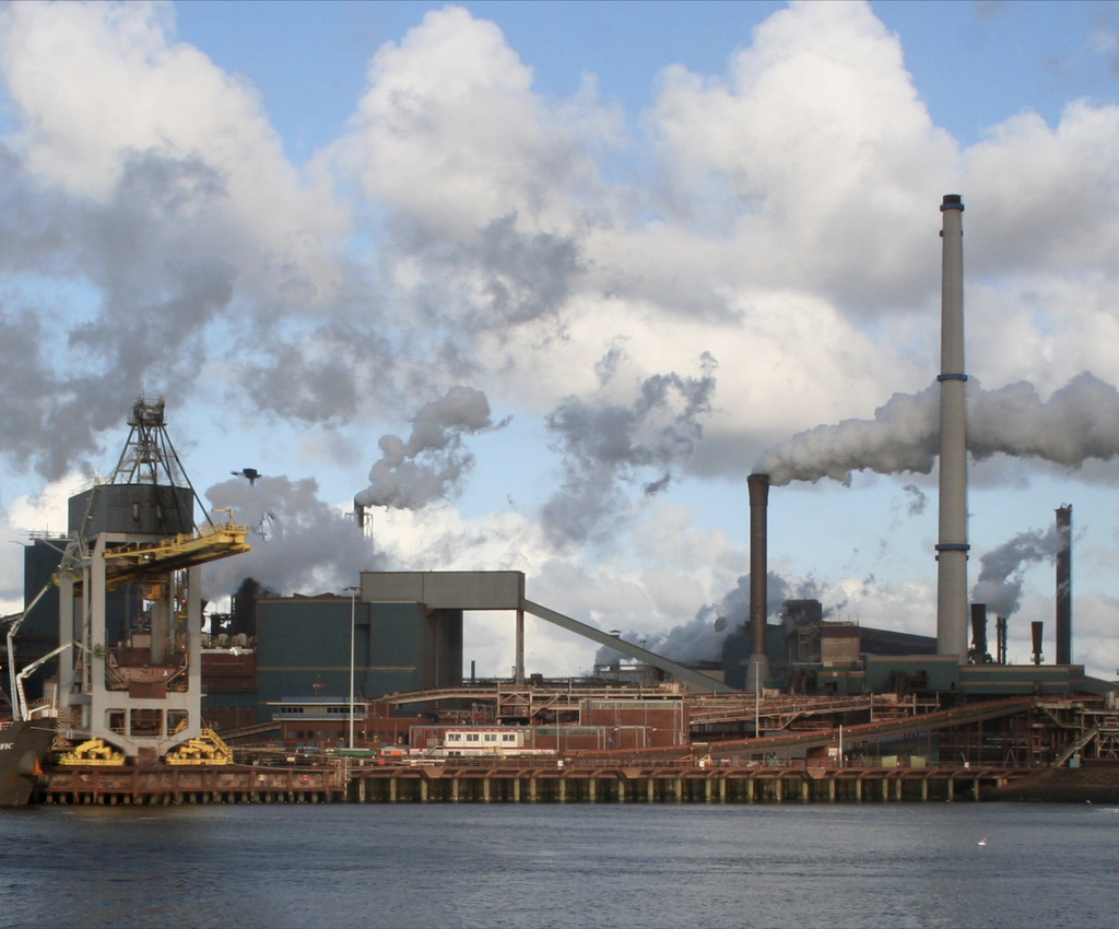 Environmental activists protest at Dutch Tata Steel plant